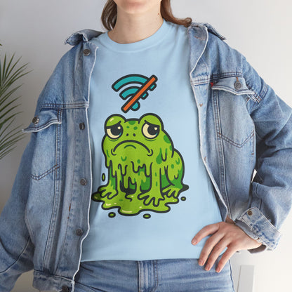 Melting Frog Meme T-Shirt, Funny No WiFi Tee, Internet Is Down Shirt, Cute Cartoon Frog Graphic, Gen Z Gift, Unisex Cotton Top