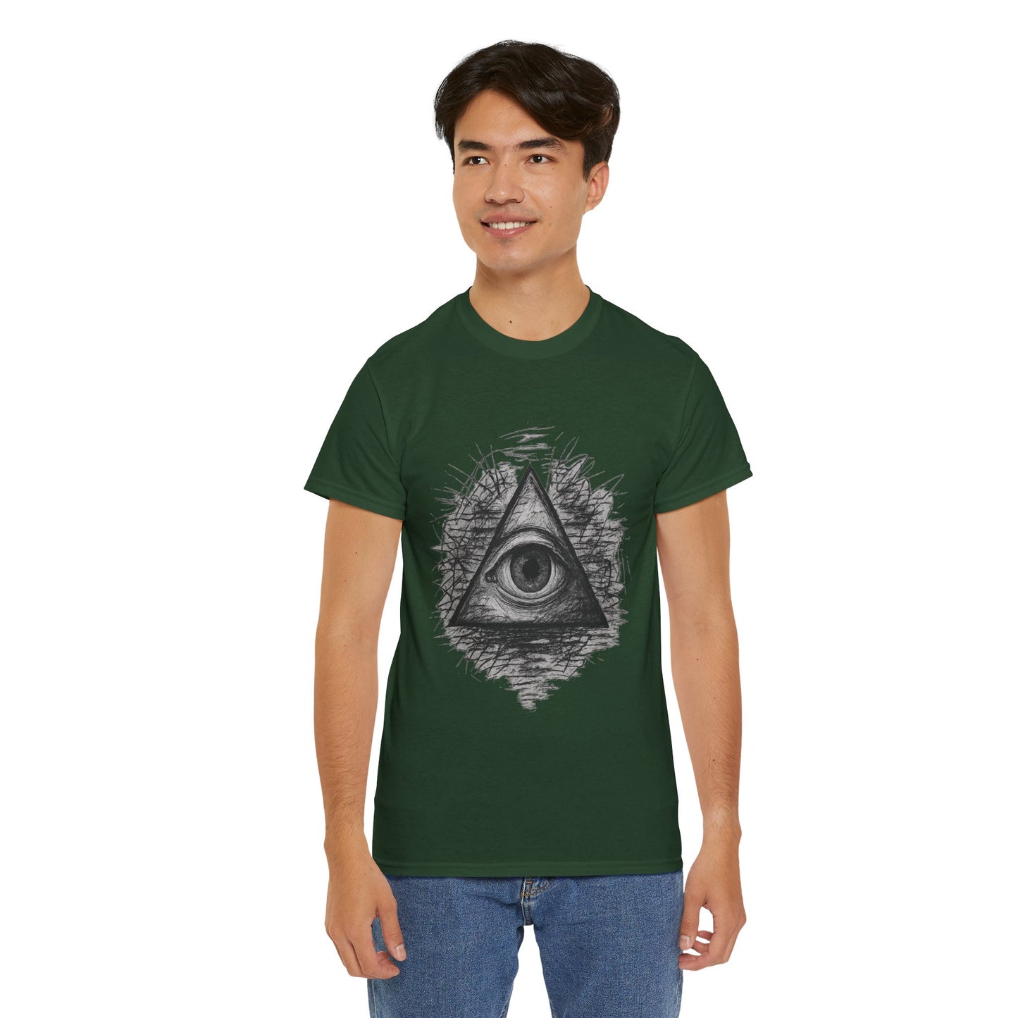 Mystic All-Seeing Eye Tee, Unisex Heavy Cotton Shirt, Occult Symbol T-Shirt, Grunge Style Gift, Esoteric Apparel