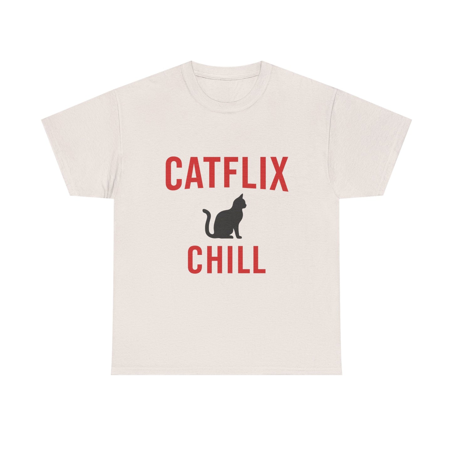 Catflix & Chill T-Shirt – Funny Cat Meme Shirt – Cozy Netflix Parody Tee – Unisex Cat Lover Gift