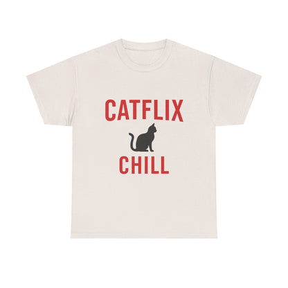 Catflix & Chill T-Shirt – Funny Cat Meme Shirt – Cozy Netflix Parody Tee – Unisex Cat Lover Gift