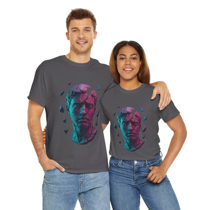 Broken Statue T-Shirt, Unisex Heavy Cotton Tee, Vaporwave Shirt, Glitch Aesthetic Art, Digital Decay Design