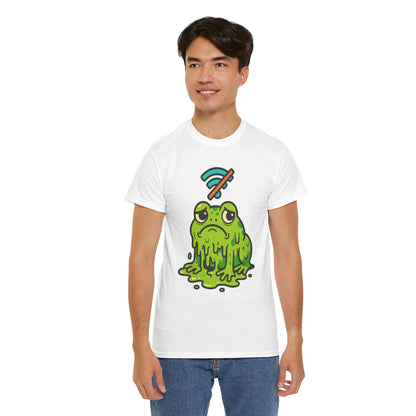 Melting Frog Meme T-Shirt, Funny No WiFi Tee, Internet Is Down Shirt, Cute Cartoon Frog Graphic, Gen Z Gift, Unisex Cotton Top