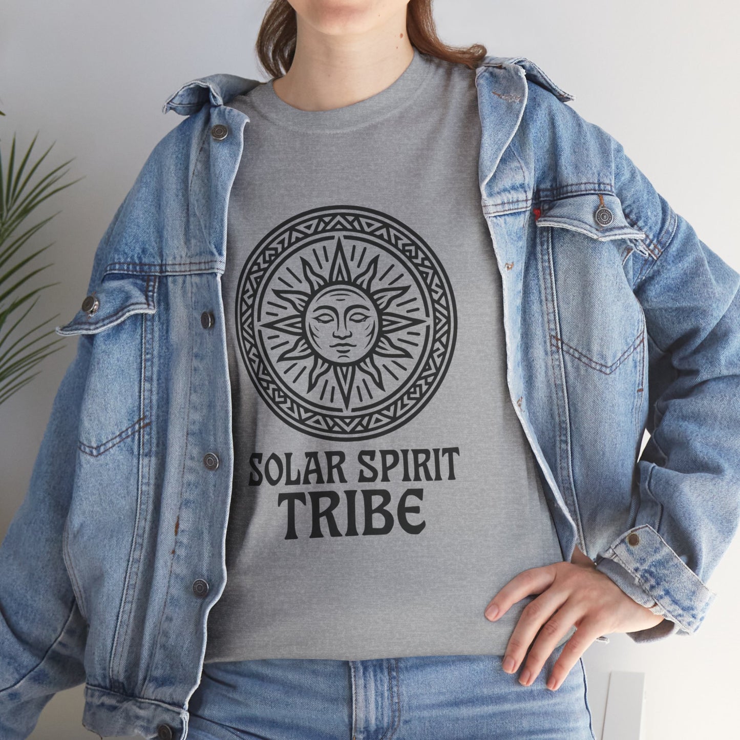 Solar Spirit Tribe Unisex T-Shirt, Sun Symbol Tee, Tribal Graphic Shirt, Boho Festival Top, Nature Lover Gift, Eco Spiritual Wear