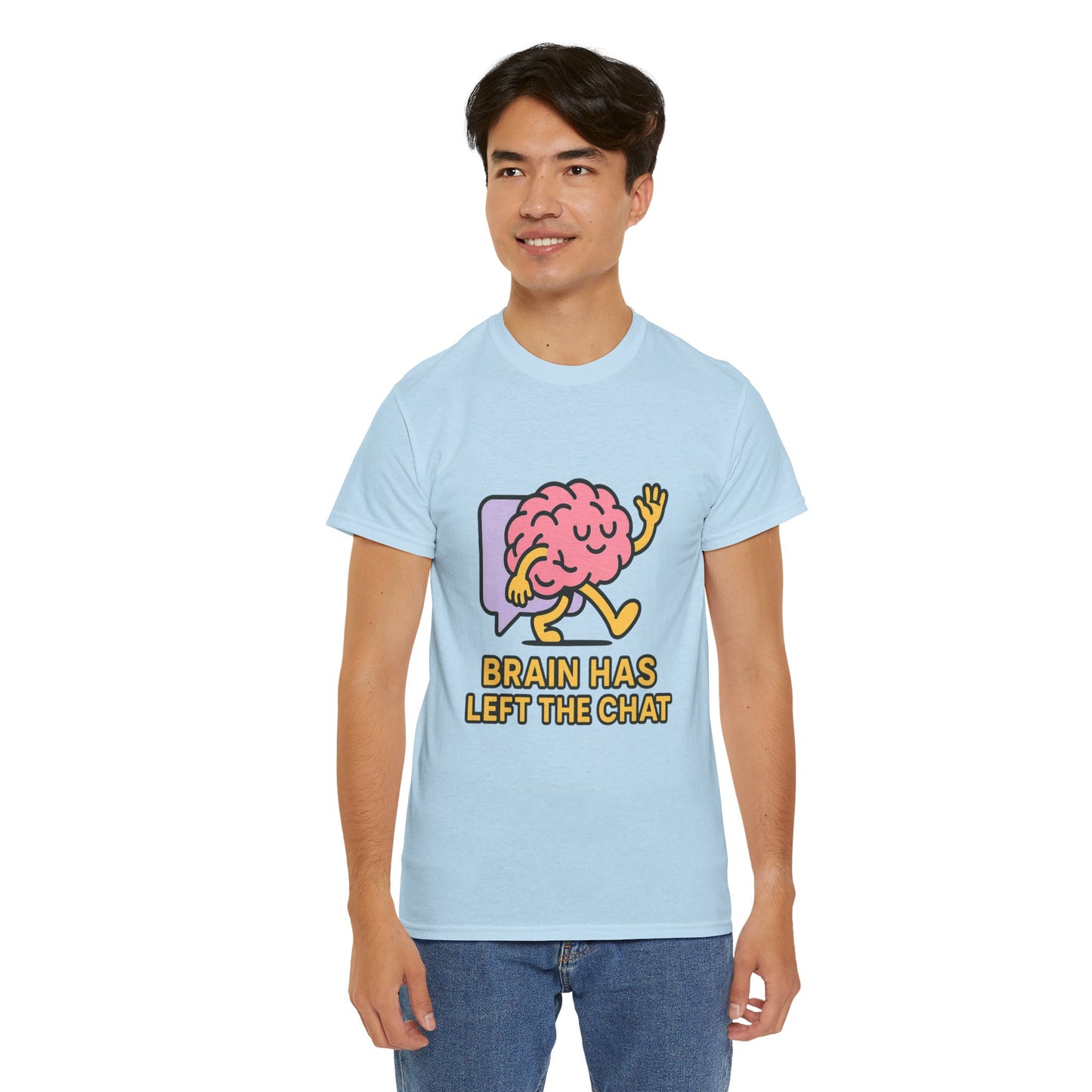 Brain Has Left The Chat T-Shirt, Funny Walking Brain Tee, Quirky Meme Shirt, Digital Humor, Gen Z Gift, Casual Unisex Graphic Top