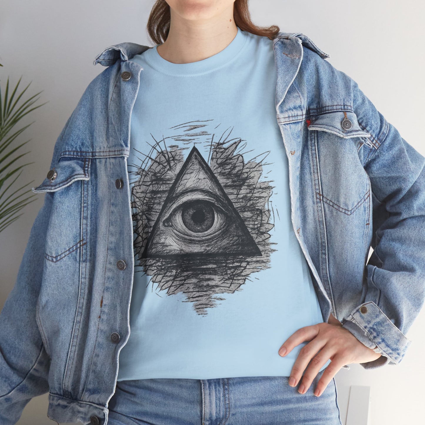 Mystic All-Seeing Eye Tee, Unisex Heavy Cotton Shirt, Occult Symbol T-Shirt, Grunge Style Gift, Esoteric Apparel