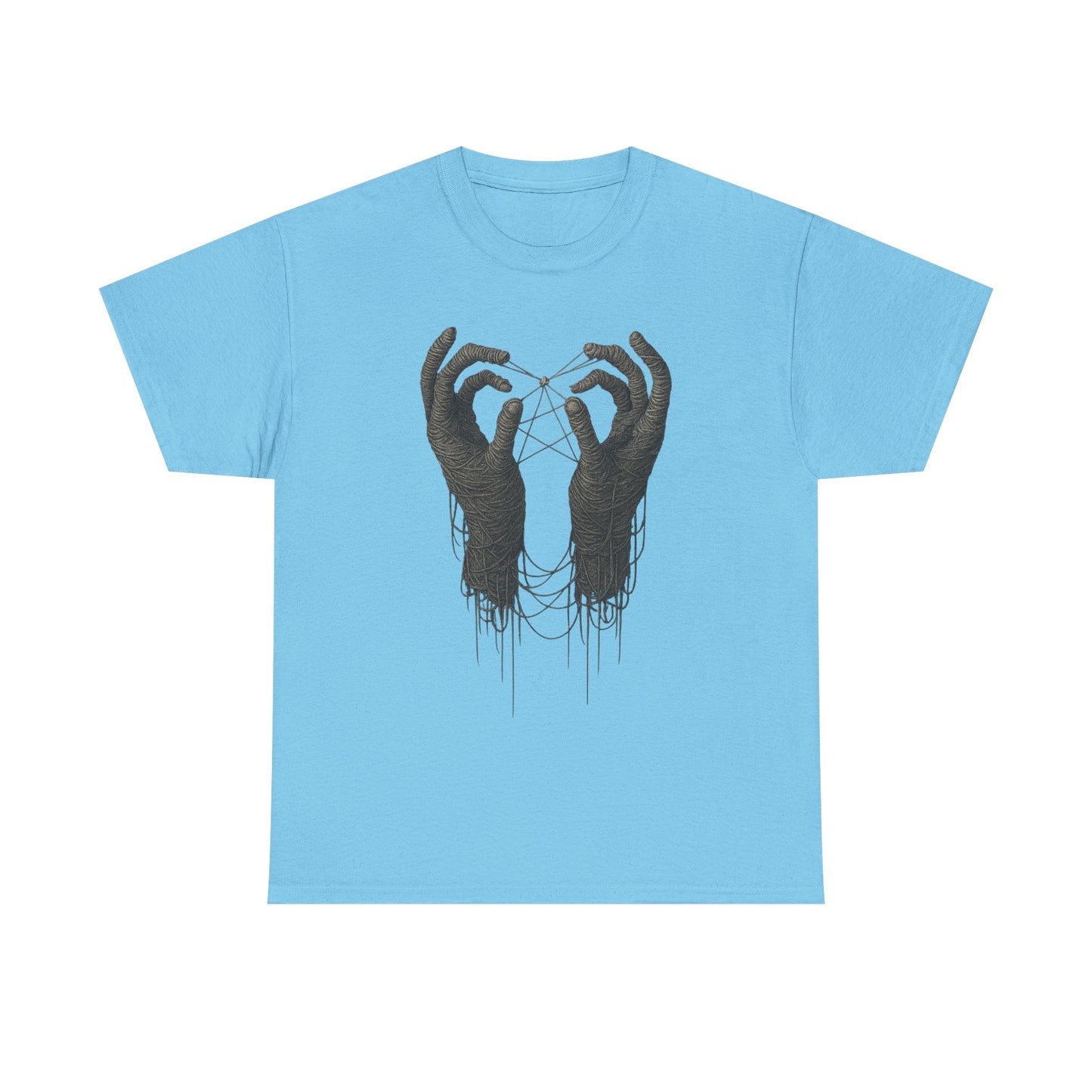 Mystic Thread Hands Unisex Heavy Cotton Tee, Dark Art Graphic T-Shirt, Witchy Aesthetic Shirt, Gothic Casual Wear, Unique Gift for Him or Her