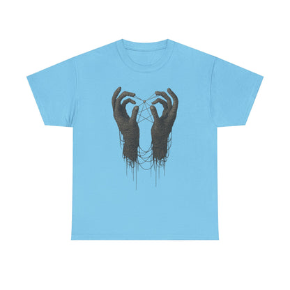 Mystic Thread Hands Unisex Heavy Cotton Tee, Dark Art Graphic T-Shirt, Witchy Aesthetic Shirt, Gothic Casual Wear, Unique Gift for Him or Her