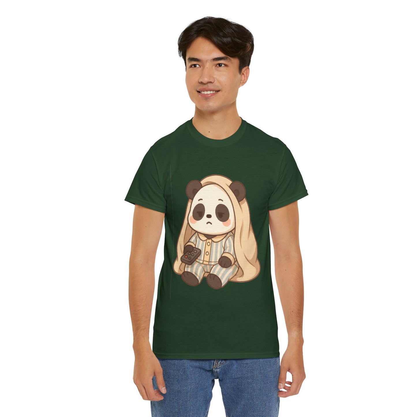 Lazy Panda Vibes Unisex Cotton Tee, Cozy Pajama Shirt, Cute Loungewear, Animal Lover Gift, Relaxing Outfit