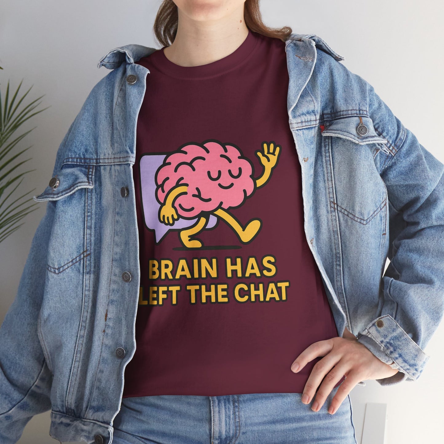 Brain Has Left The Chat T-Shirt, Funny Walking Brain Tee, Quirky Meme Shirt, Digital Humor, Gen Z Gift, Casual Unisex Graphic Top