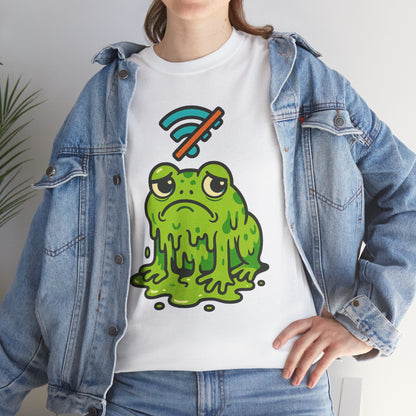 Melting Frog Meme T-Shirt, Funny No WiFi Tee, Internet Is Down Shirt, Cute Cartoon Frog Graphic, Gen Z Gift, Unisex Cotton Top