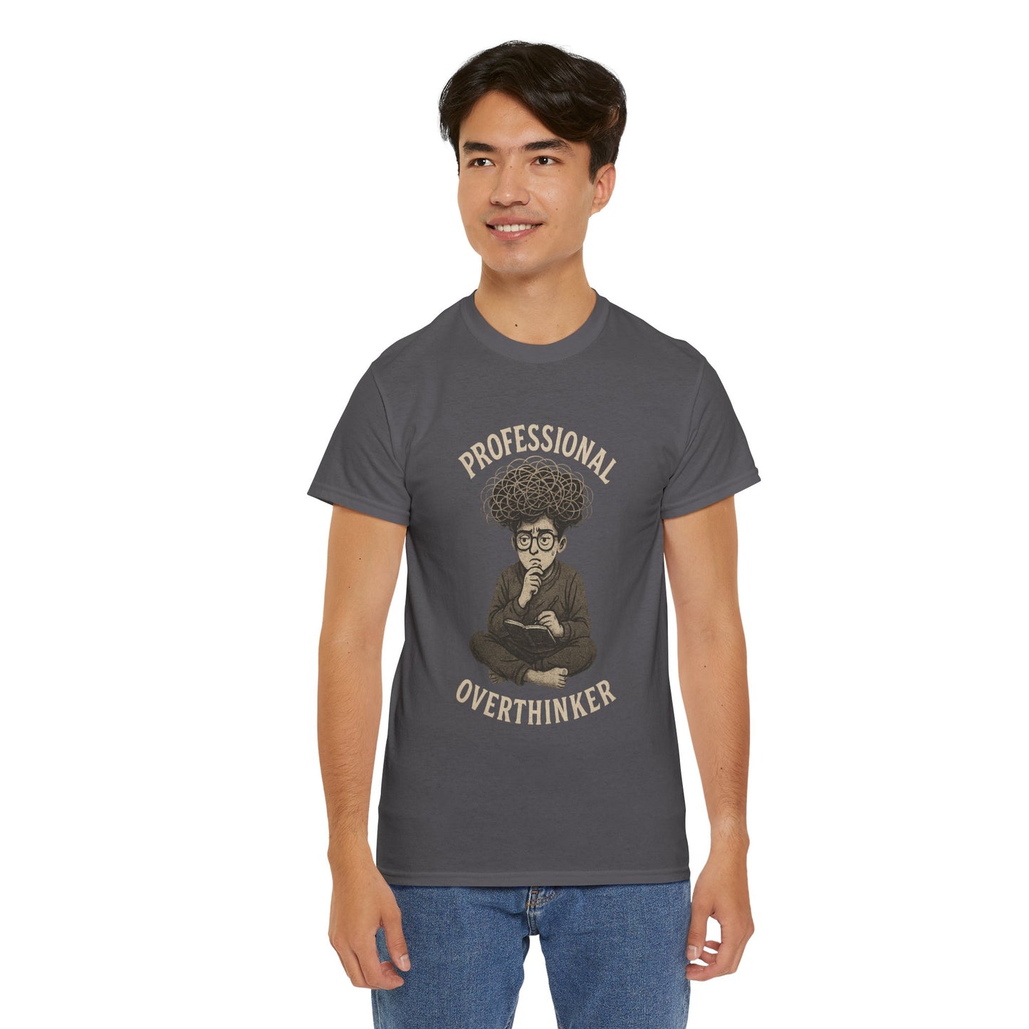 Professional Overthinker Shirt - Funny Thoughtful T-Shirt, Unisex Heavy Cotton Tee, Gift for Deep Thinkers, Casual Comfort Tee