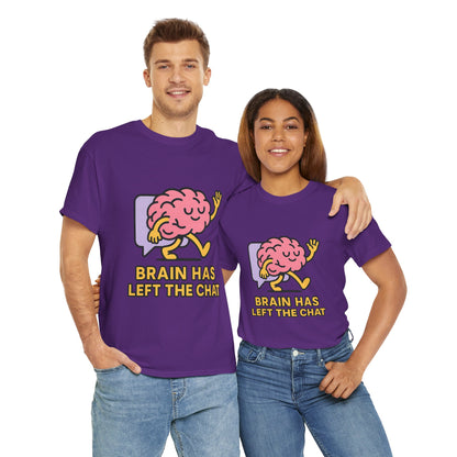 Brain Has Left The Chat T-Shirt, Funny Walking Brain Tee, Quirky Meme Shirt, Digital Humor, Gen Z Gift, Casual Unisex Graphic Top