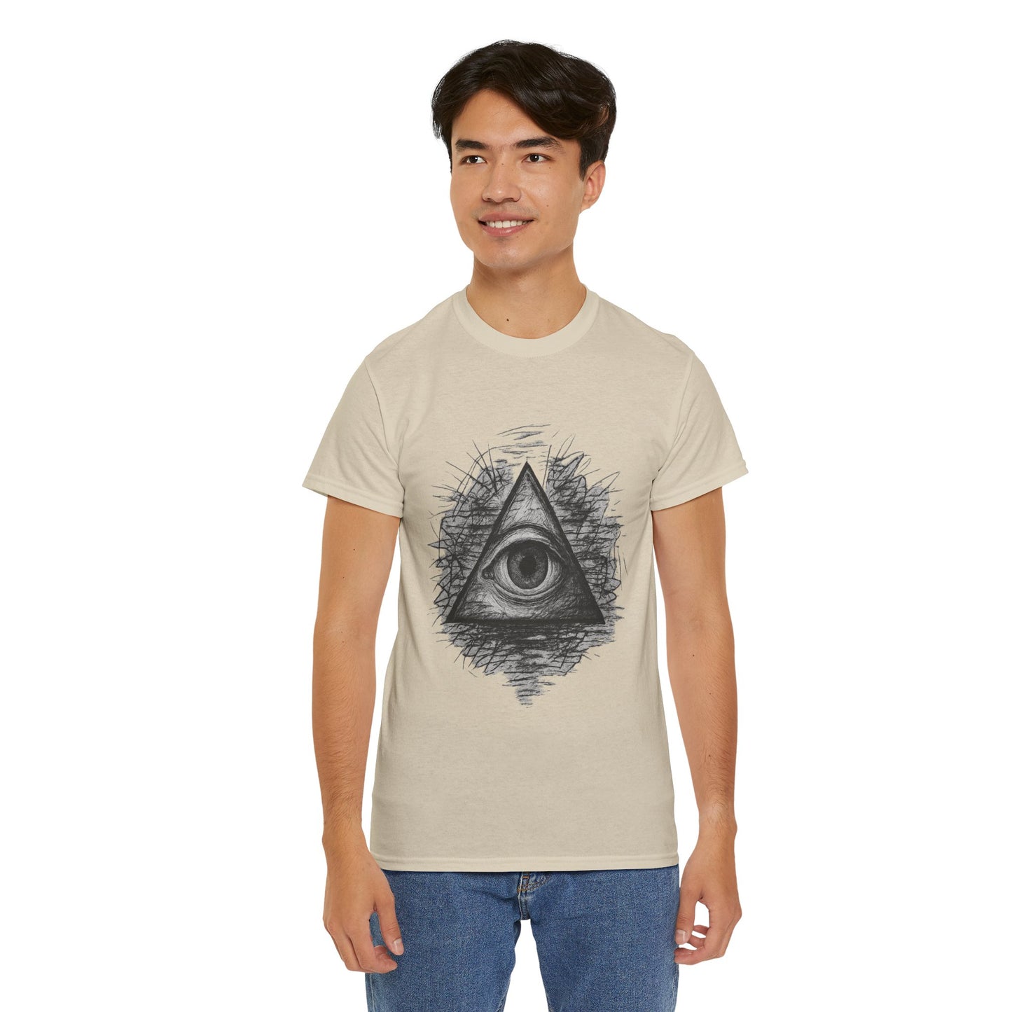 Mystic All-Seeing Eye Tee, Unisex Heavy Cotton Shirt, Occult Symbol T-Shirt, Grunge Style Gift, Esoteric Apparel