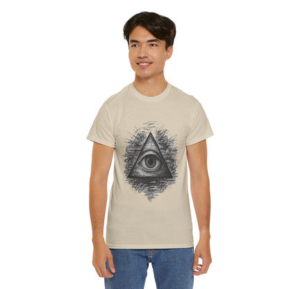Mystic All-Seeing Eye Tee, Unisex Heavy Cotton Shirt, Occult Symbol T-Shirt, Grunge Style Gift, Esoteric Apparel