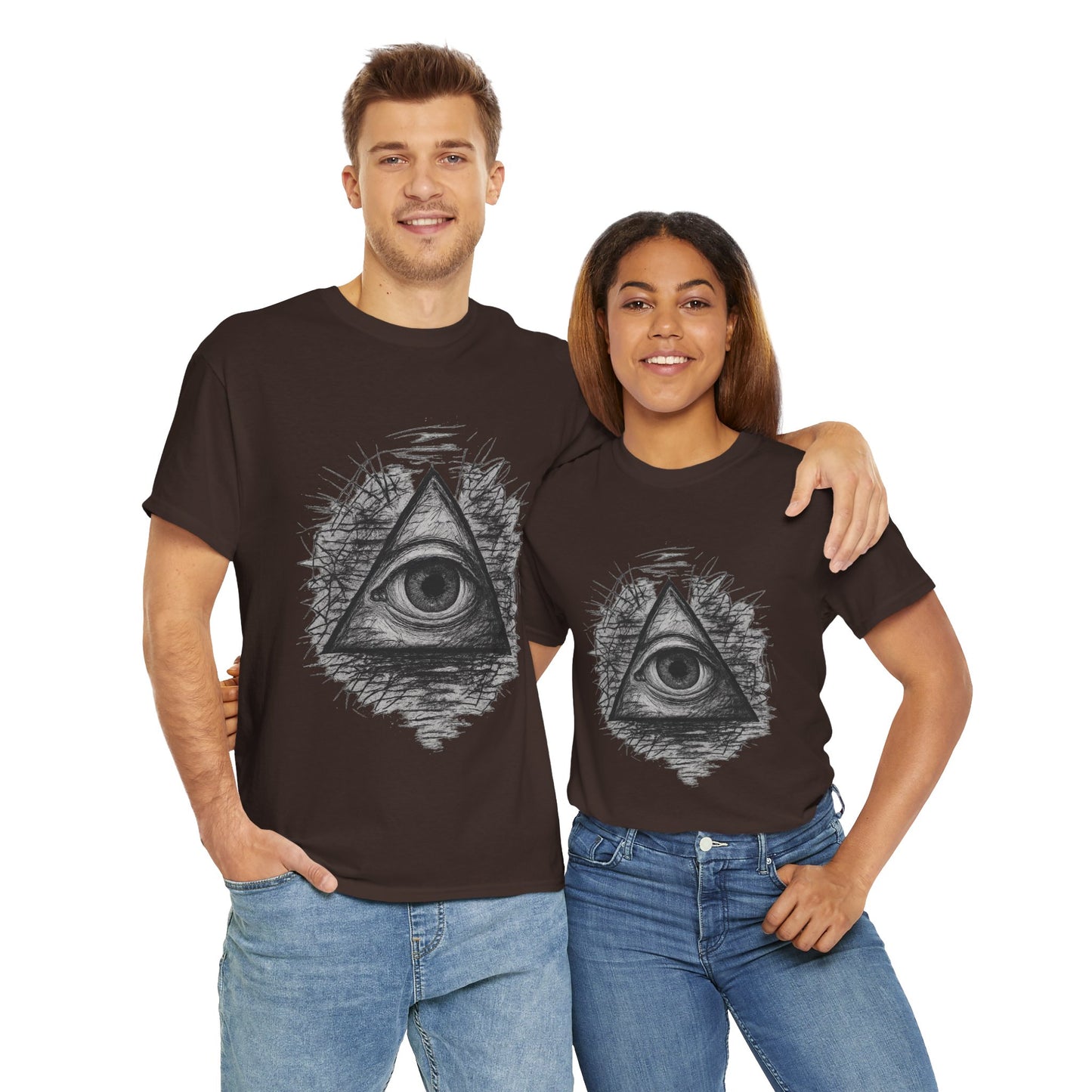 Mystic All-Seeing Eye Tee, Unisex Heavy Cotton Shirt, Occult Symbol T-Shirt, Grunge Style Gift, Esoteric Apparel