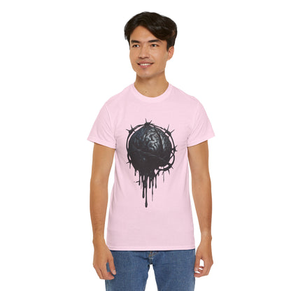 Dark Dripping Brain Tee, Unisex Heavy Cotton Shirt, Horror Fashion, Gothic Grunge Apparel, Edgy Gift for Him/Her