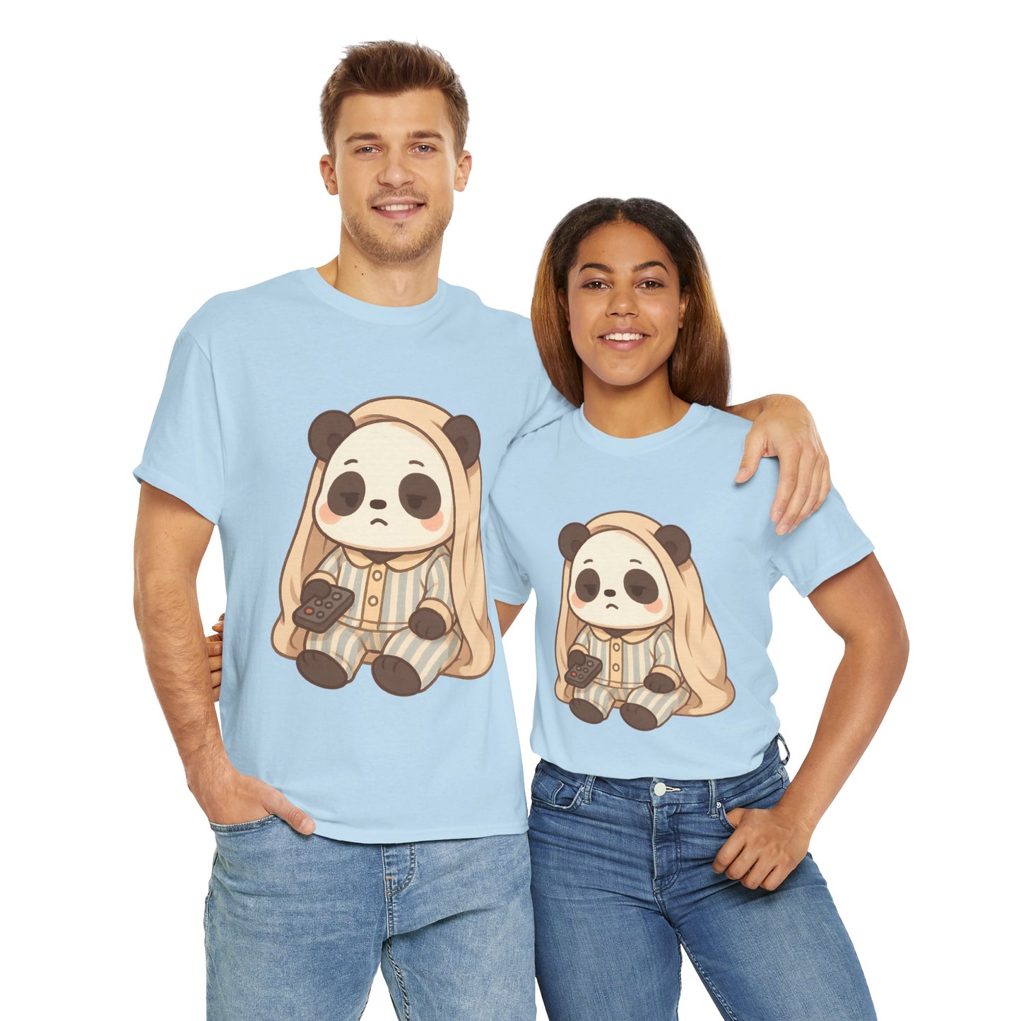 Lazy Panda Vibes Unisex Cotton Tee, Cozy Pajama Shirt, Cute Loungewear, Animal Lover Gift, Relaxing Outfit