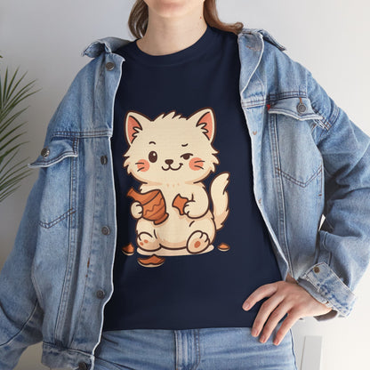 Cute Naughty Cat T-Shirt - Funny Kawaii Cat Shirt for Pet Lovers, Paws & Claws Collection