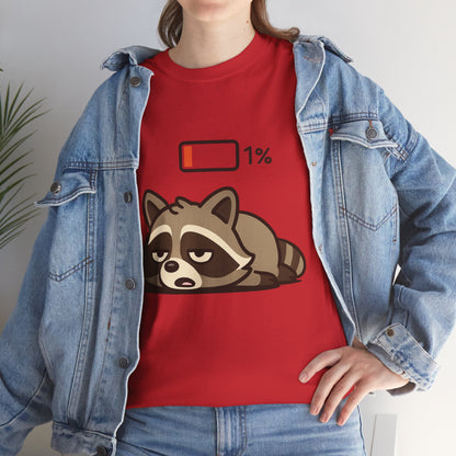 Sleepy Raccoon Tee, Funny Animal Shirt, Lazy Day Outfit, Cozy Gift, Unisex Cotton Tee