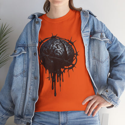 Dark Dripping Brain Tee, Unisex Heavy Cotton Shirt, Horror Fashion, Gothic Grunge Apparel, Edgy Gift for Him/Her