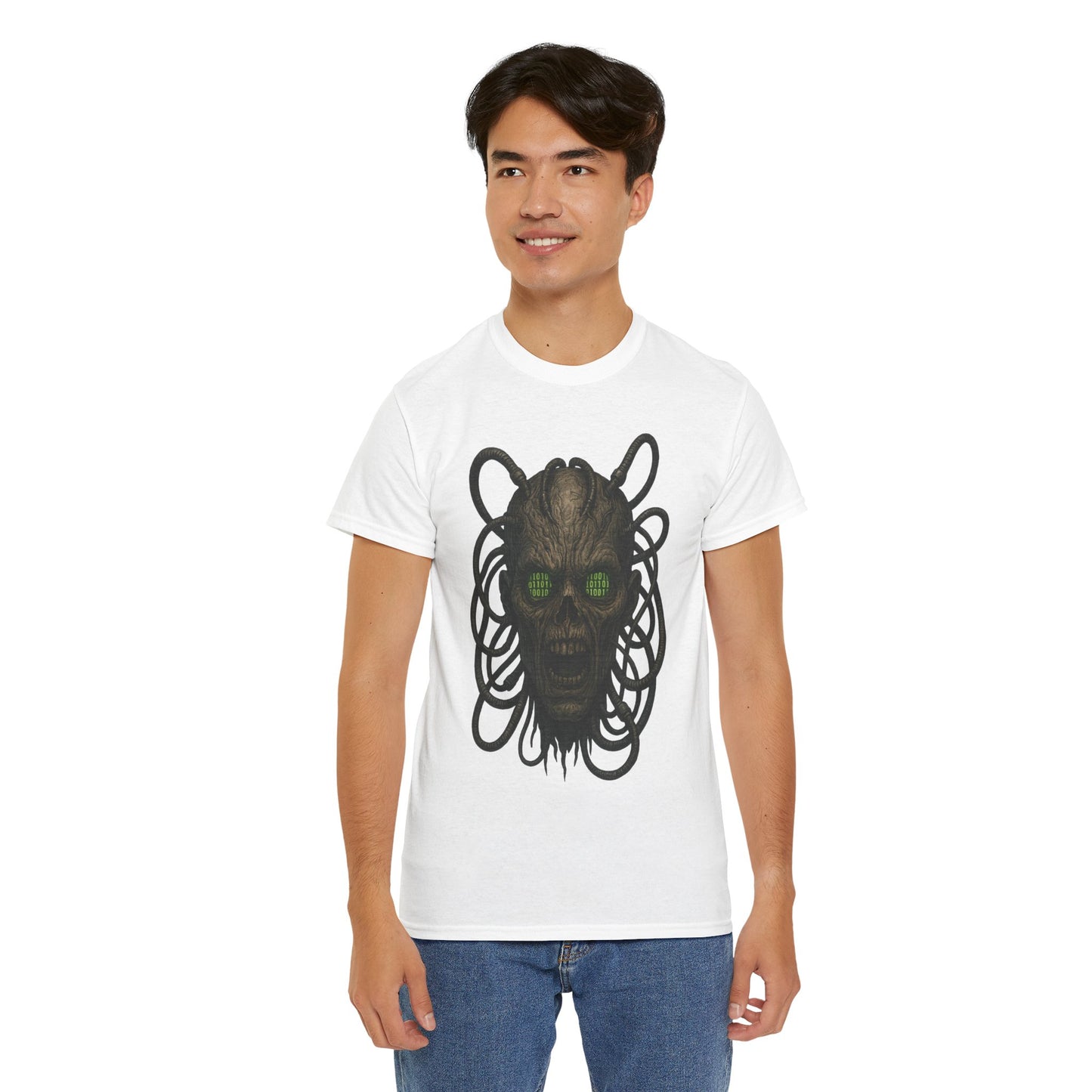 Neural Wraith T-Shirt, Gothic Horror Tee, Sci-Fi Skull Shirt, Cyberpunk Unisex Graphic, Dark Techwear