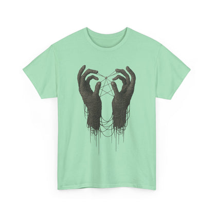 Mystic Thread Hands Unisex Heavy Cotton Tee, Dark Art Graphic T-Shirt, Witchy Aesthetic Shirt, Gothic Casual Wear, Unique Gift for Him or Her