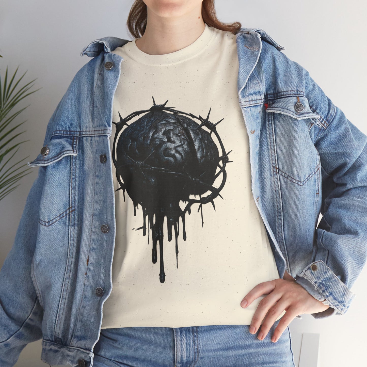 Dark Dripping Brain Tee, Unisex Heavy Cotton Shirt, Horror Fashion, Gothic Grunge Apparel, Edgy Gift for Him/Her