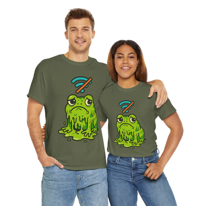 Melting Frog Meme T-Shirt, Funny No WiFi Tee, Internet Is Down Shirt, Cute Cartoon Frog Graphic, Gen Z Gift, Unisex Cotton Top