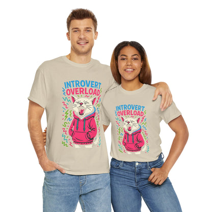 Introvert Overload Cat Shirt, Funny Hoodie Cat Tee, Social Anxiety Meme Shirt, Unisex Gift for Cat Lovers, Loud Crowd Humor Top