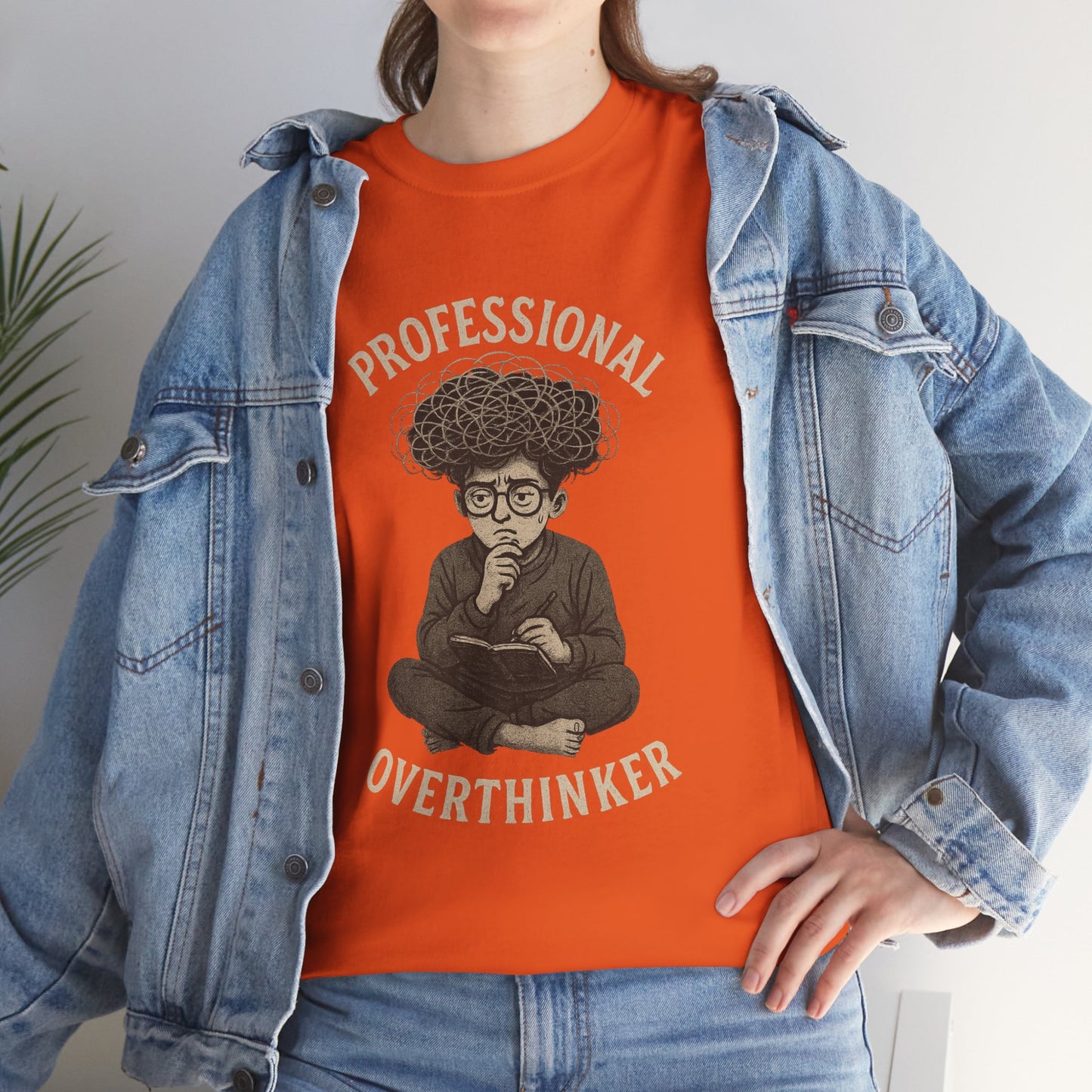 Professional Overthinker Shirt - Funny Thoughtful T-Shirt, Unisex Heavy Cotton Tee, Gift for Deep Thinkers, Casual Comfort Tee