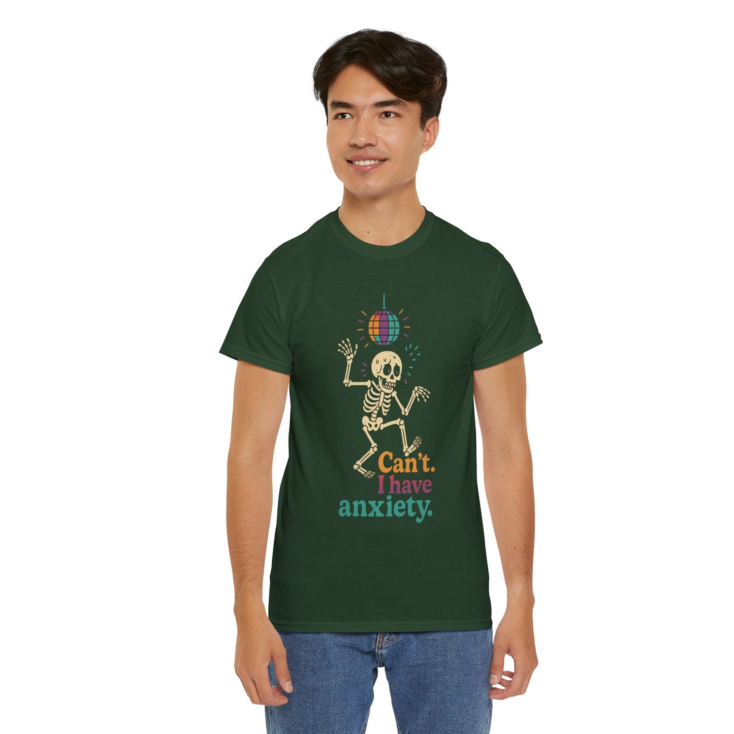 I Have Anxiety Shirt, Funny Dancing Skeleton Tee, Disco Party Meme Shirt, Social Anxiety Humor, Unisex Halloween Graphic