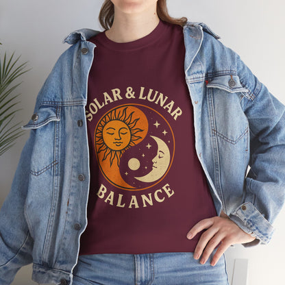 Solar & Lunar Balance T-Shirt - Yin Yang Sun and Moon Tee - Unisex Vintage Astrology Shirt - Retro Celestial Spiritual Gift