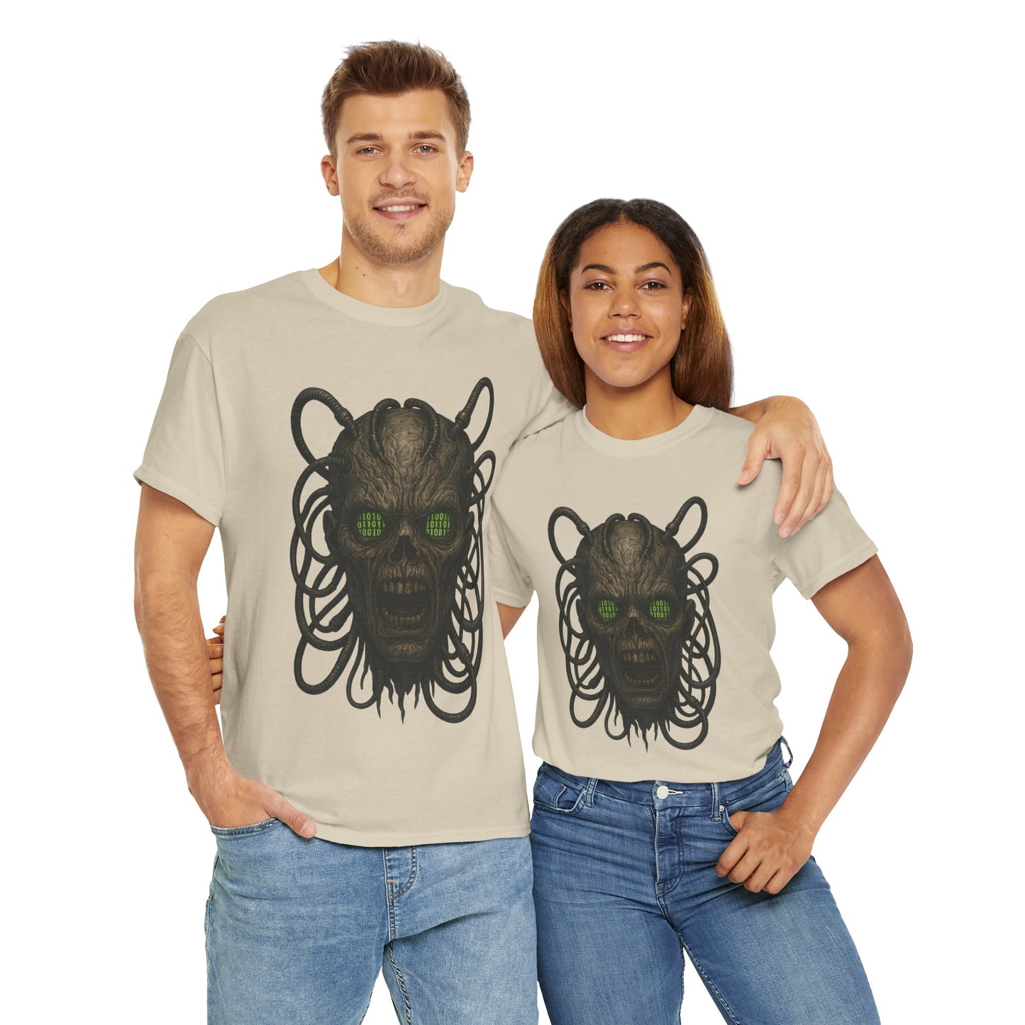 Neural Wraith T-Shirt, Gothic Horror Tee, Sci-Fi Skull Shirt, Cyberpunk Unisex Graphic, Dark Techwear
